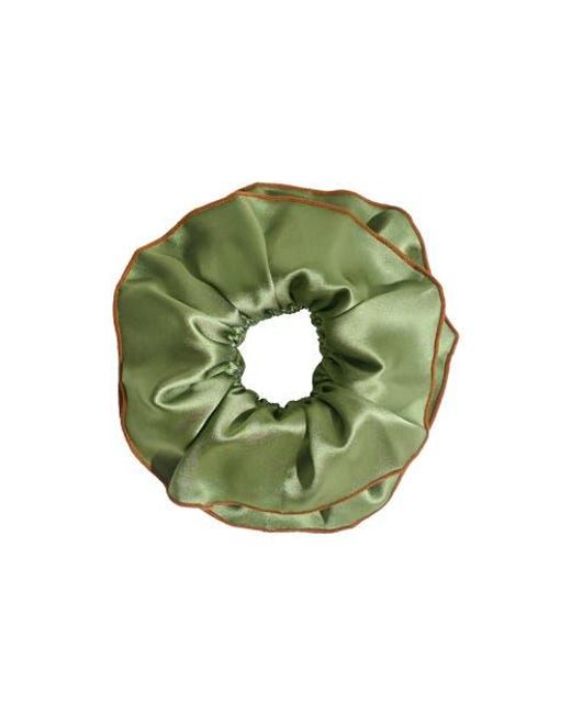 Lost Pattern Green Maxi Flower Double-Layer Oversized Silk Scrunchie