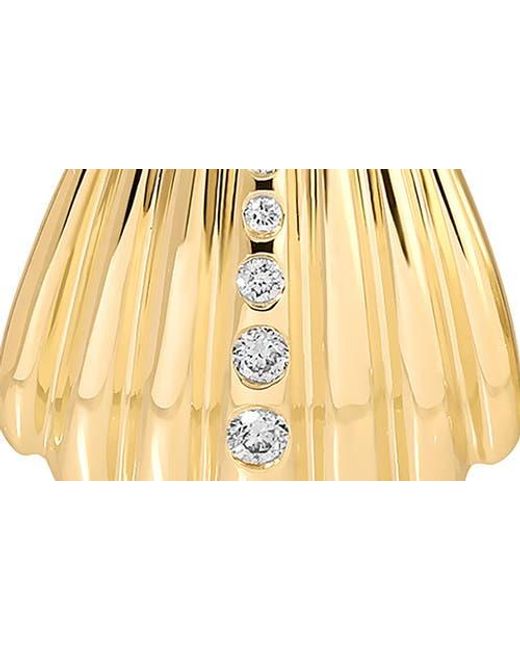 EF Collection Metallic Diamond Shell Stud Earrings