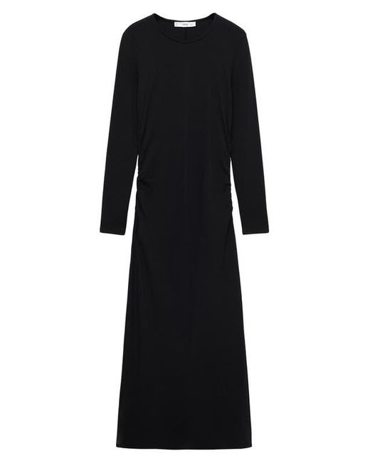Mango Black Basila Long Sleeve Stretch Cotton Midi Dress