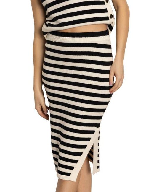 Sanctuary Black Stripe Side Slit Midi Skirt