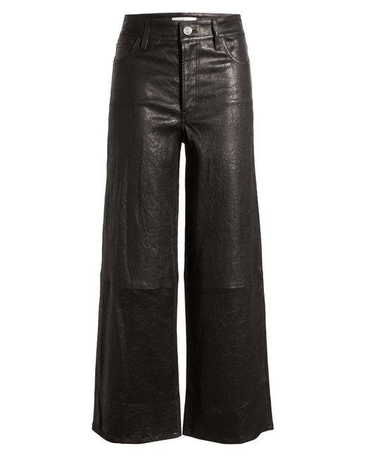 FRAME Slim High Waist Wide Leg Crop Leather Pants in Black | Lyst