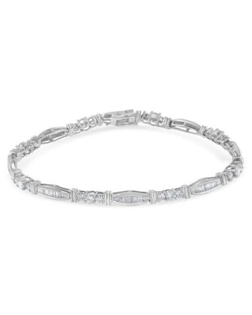 Haus of Brilliance White 10K Geometric Pattern Diamond Tennis Bracelet