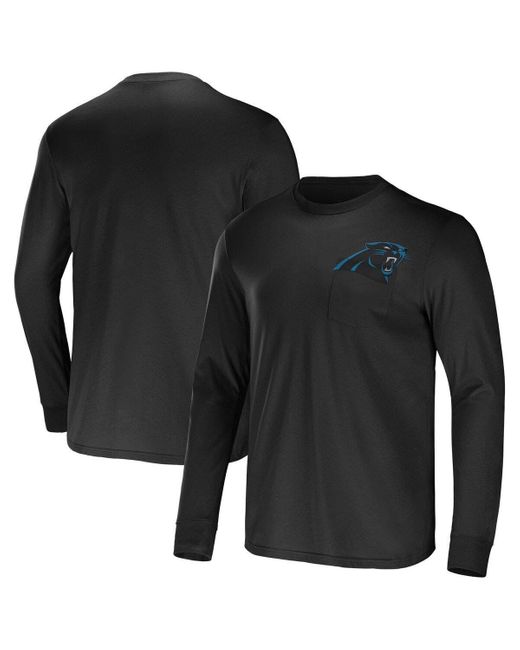 NFL X DARIUS RUCKER Collection By Fanatics Black Carolina Panthers Team Long Sleeve Pocket T-shirt for men
