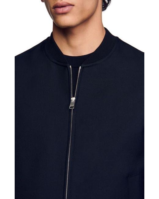 Sandro Blue Zip-Up Varsity Jacket for men