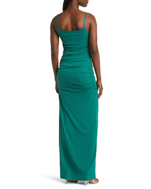 Emerald Sundae Green Emma Ruched Knit Gown