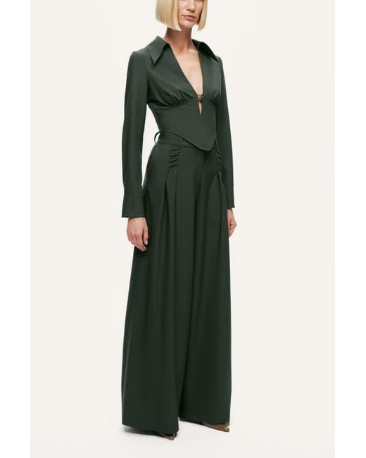 Nocturne Green Sculpted Deep-V Corset Blouse