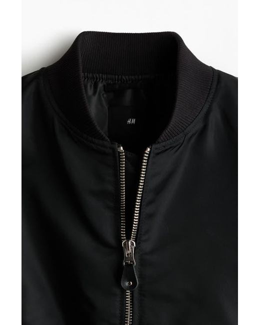 H&M Black Padded Nylon Bomber Jacket for men