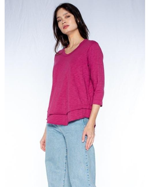 Wilt Red Shrunken Crew 3/4 Sleeve Mock Layer Tee