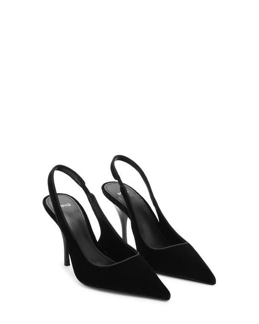 Mango Black Velvet Pointed Toe Slingback Pump