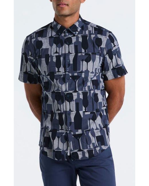 Original Penguin Blue Chambray Short Sleeve Button Down Shirt for men
