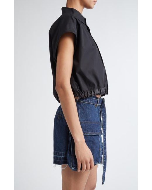 ■sacai■サカイ■Thomas Mason Paneled Mixed Media T-Shirt■ Sacai X Thomas Mason Mixed Media Top in Black | Lyst