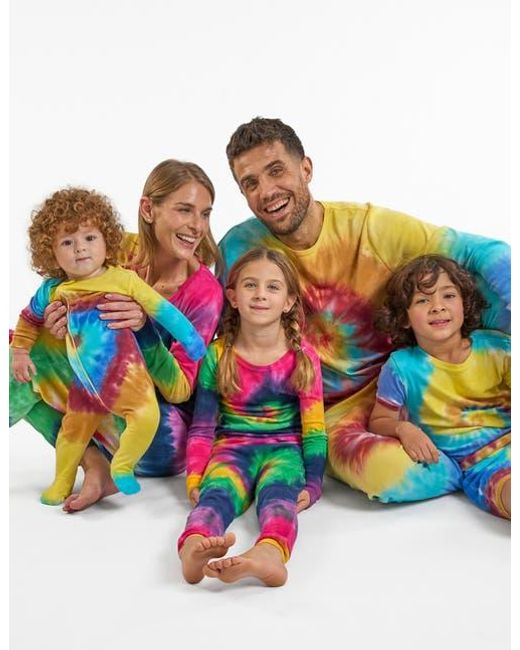 Leveret Blue Cotton Tie Dye Matching Family Pajamas for men