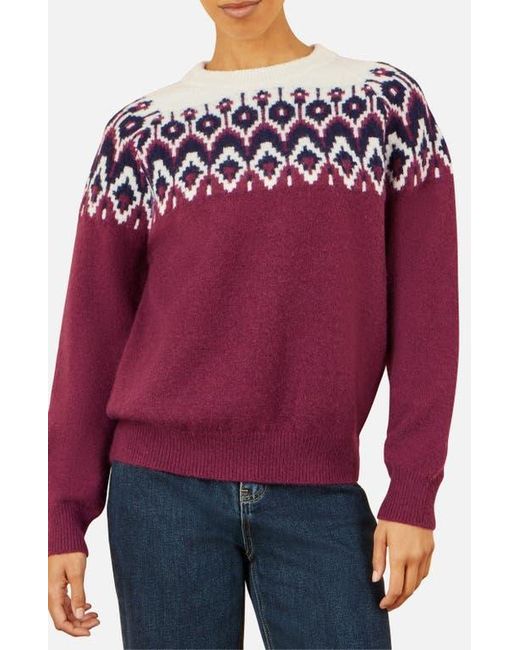 Yumi' Purple Fair Isle Relaxed Fit Knitted Sweater