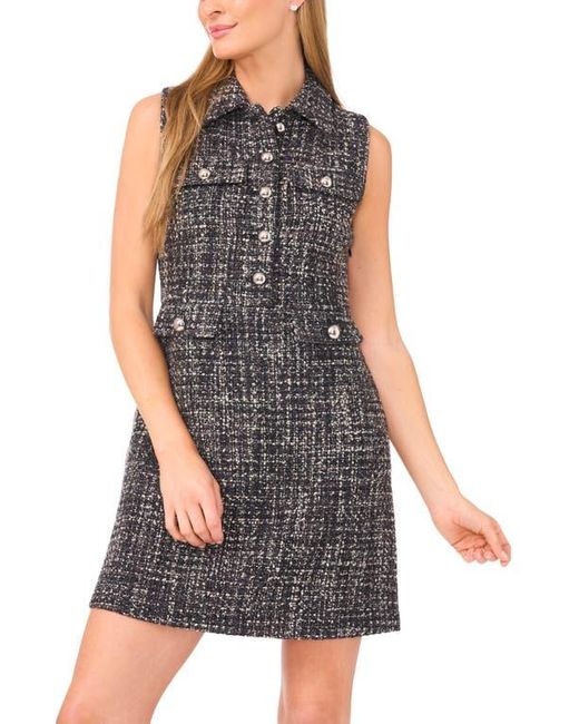 Ted Baker Black Sleeveless Button Front Tweed Dress
