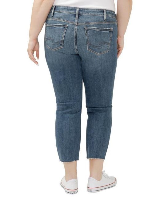 Silver Jeans Co. Blue Elyse Curvy Raw Hem Capri Jeans