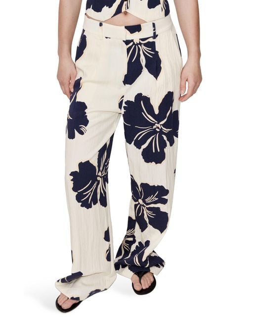 Mango White Placed Floral Pants