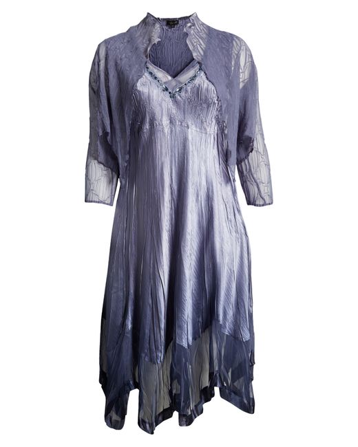 Komarov Blue Embellished Midi Dress With Jacket