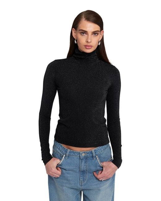 Elle Collection Black Knit Turtleneck Top Solid