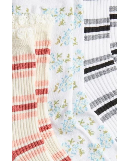 K Bell Socks Multicolor Spring Stripes Ruffle Assorted 3-Pack Crew Socks