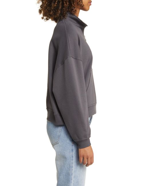 THE VINYL ICONS Gray Embroidered Bordeaux Half Zip Pullover