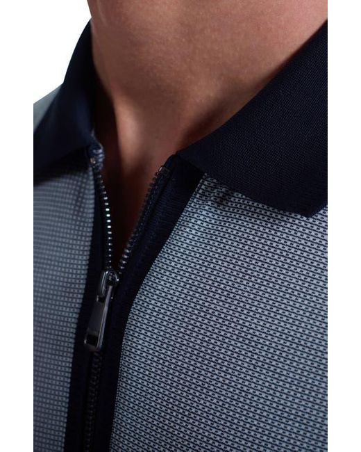 Bugatchi Blue Quarter Zip Polo for men