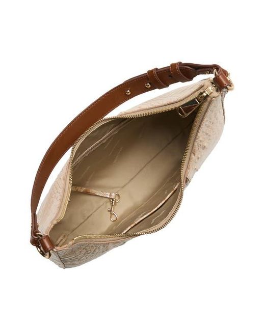 Brahmin Brown Tabitha Croc Embossed Leather Shoulder Bag