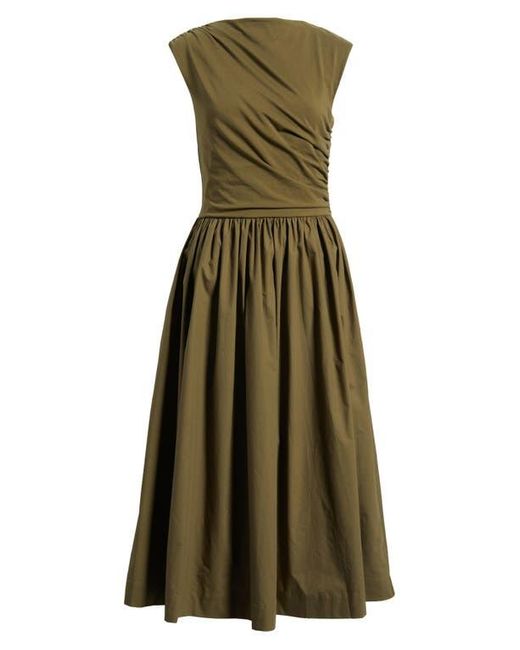 green emerald velvet dress en Saison Smocked Chiffon Midi Dress