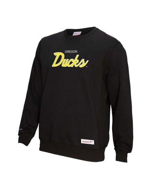 Mitchell & Ness Black Oregon Ducks Elite Script Pullover Sweatshirt for men