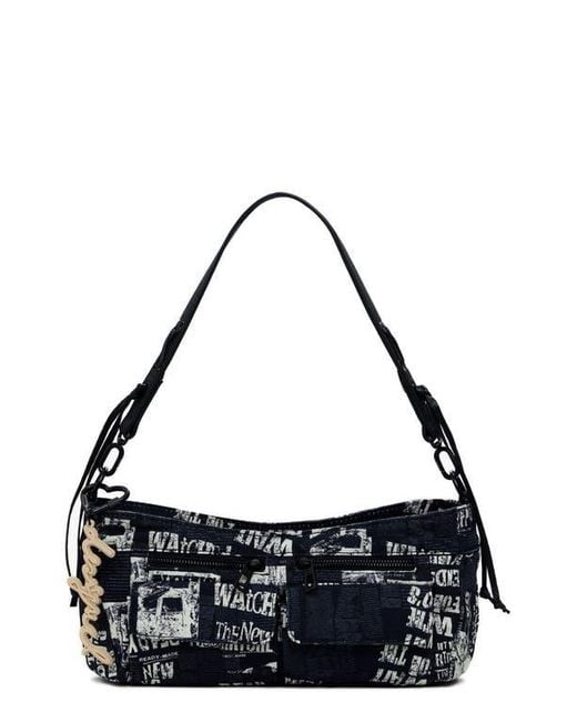 Desigual Black Cotton Canvas Shoulder Bag