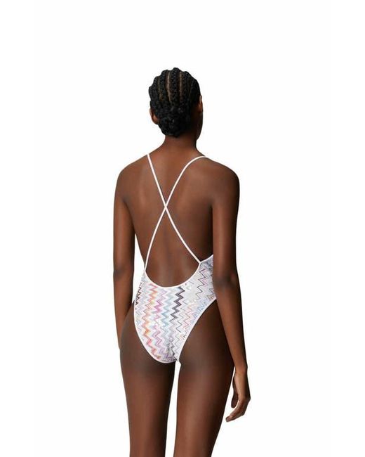 Missoni Multicolor One-Piece Swimsuit With V-Neck And Sequins