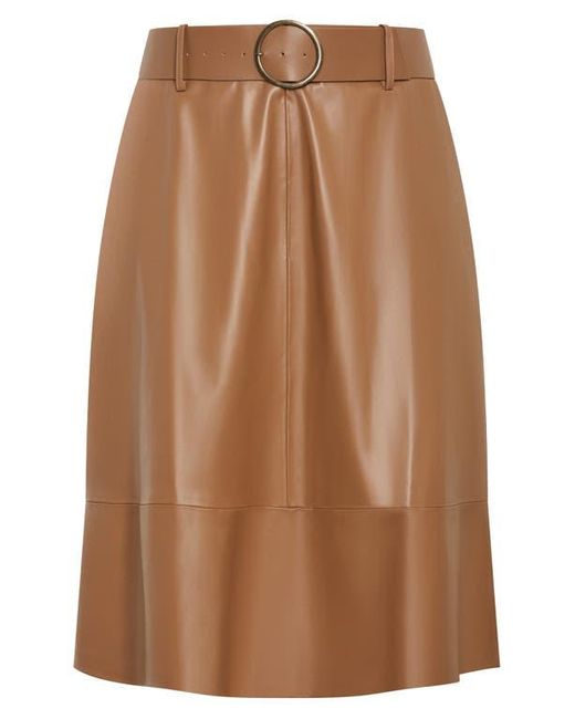City Chic Brown Untamed Belted Faux Leather Skirt