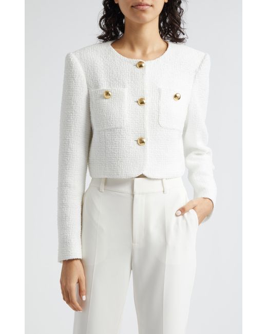 Cinq À Sept White Auden Crop Tweed Jacket