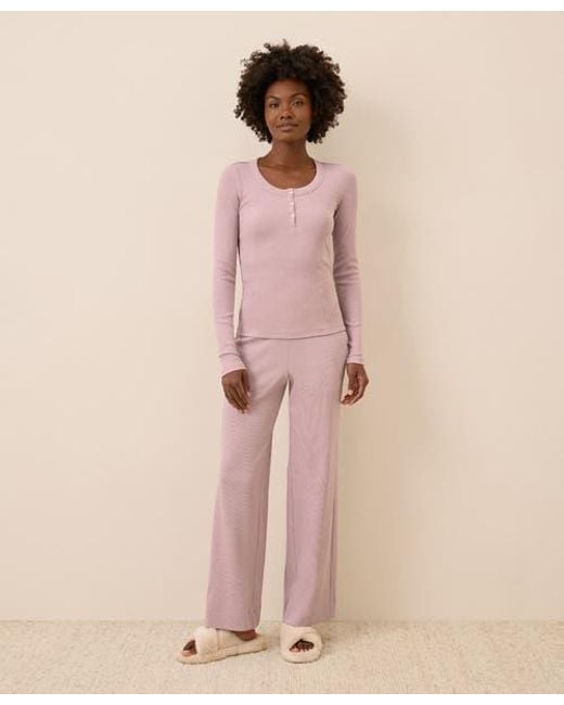 Pact Pink Dream Rib Wide Leg Lounge Pant
