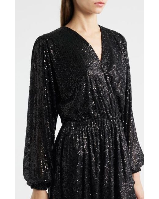 Boss Black Dillio Sequin Mesh Long Sleeve Cocktail Dress