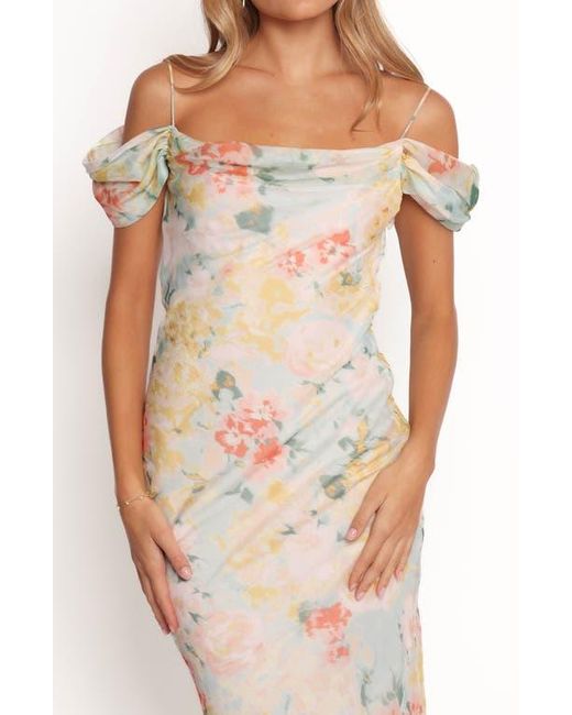 Petal & Pup Natural Esther Floral Cold Shoulder Midi Dress