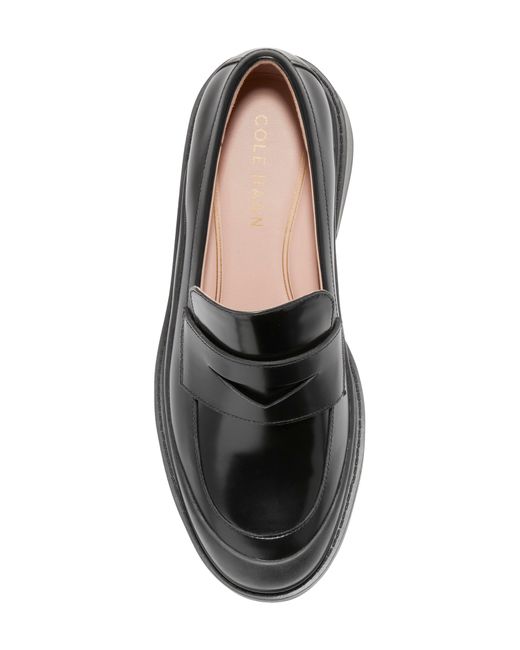 Cole Haan Westerly Block Heel Penny Loafer in Black | Lyst