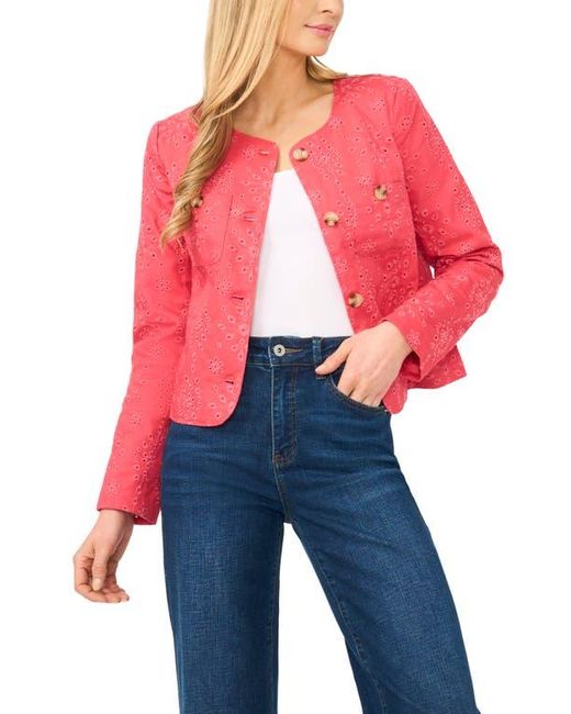 Cece Red Eyelet Crop Jacket