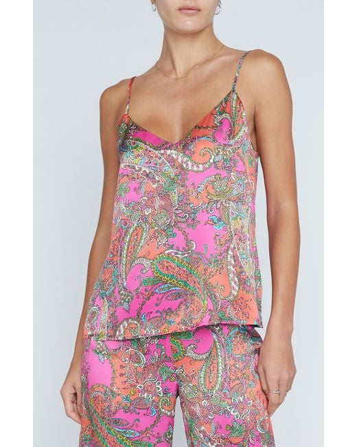 L'Agence Pink Jane Paisley Silk Camisole
