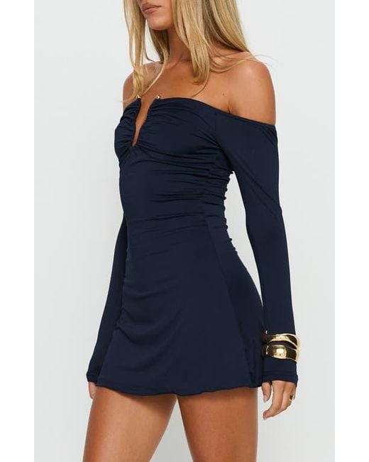 Princess Polly Women's Blue Imeralda Off The Shoulder Long Sleeve Minidress - www.disolcolor.com Princess Polly Women's Blue Imeralda Off The Shoulder Long Sleeve Minidress - www.disolcolor.com