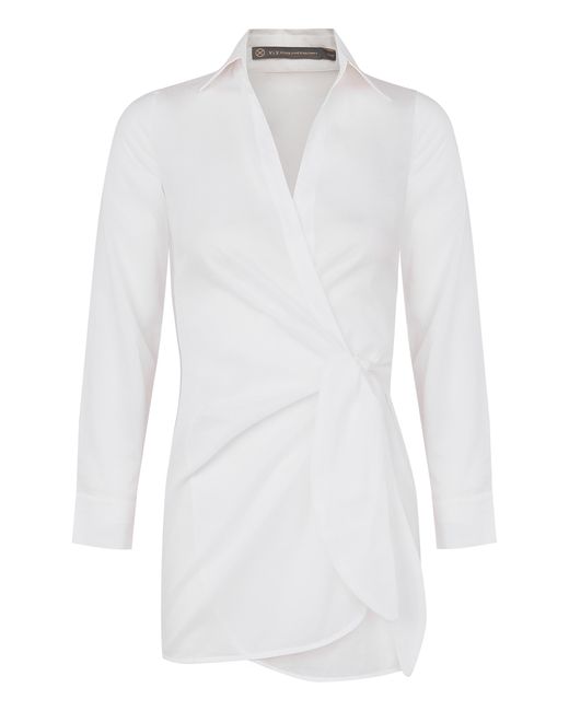 ViX White Lia Long Sleeve Cotton Cover-up Wrap Dress