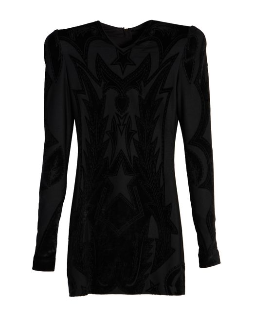Balmain Black Baroque Long Sleeve Jacquard Knit Dress
