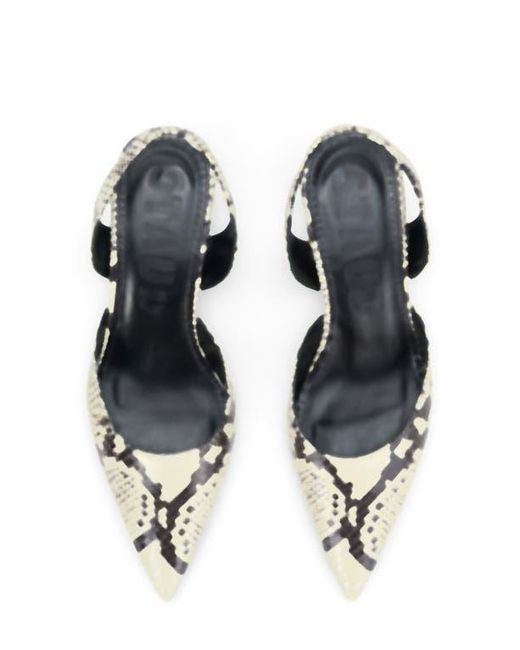 Staud Metallic Sebastian Slingback Pointed Toe Kitten Heel Pump
