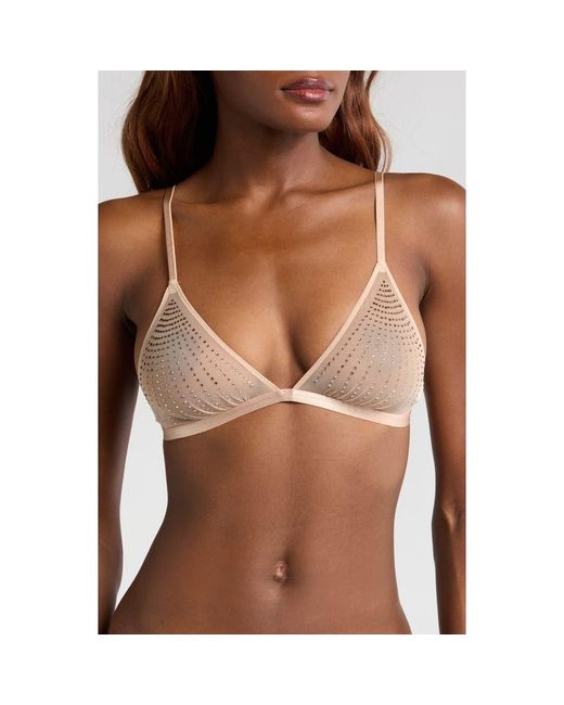 Etam Brown Effusion Crystal Detail Triangle Bra