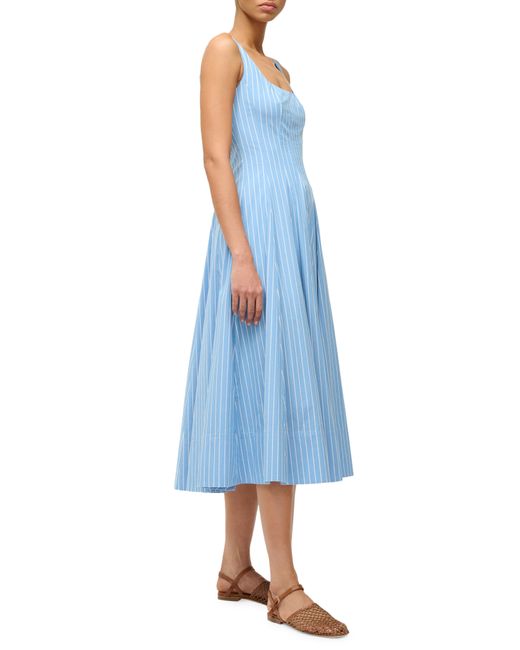 Staud Blue Wells Fit & Flare Dress