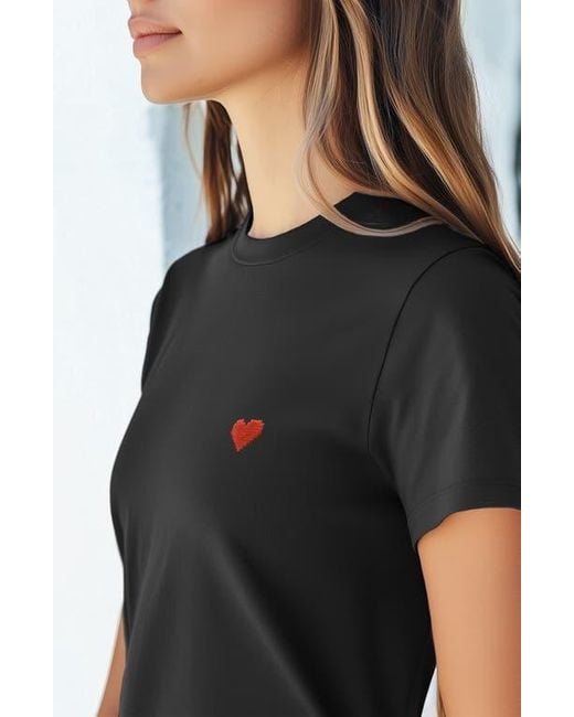 Alix Black Pixel Heart Jersey Relaxed Tee
