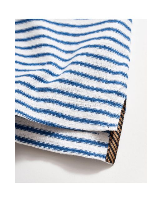 Billy Reid Blue Reverse Stripe Hemp & Cotton Polo for men