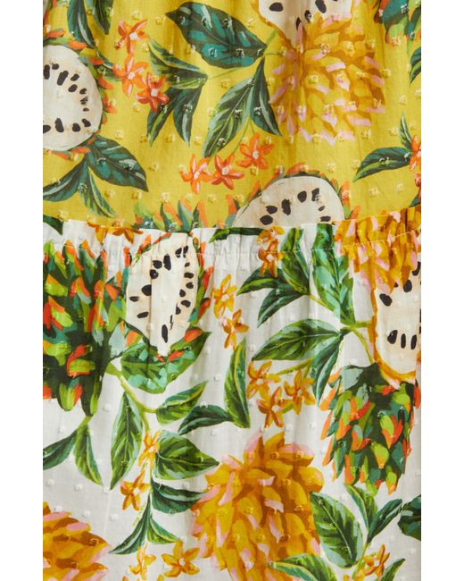 Farm Rio Yellow Biriba Print Cotton Maxi Skirt