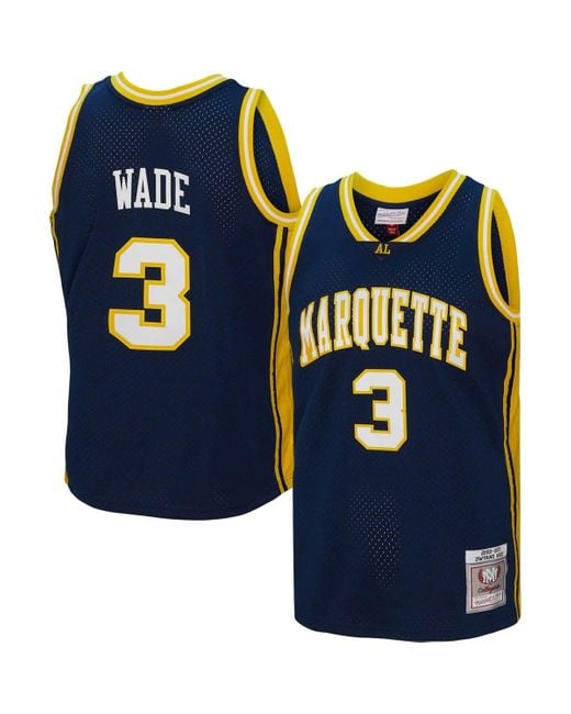 Men's Mitchell & Ness Dwyane Wade Navy Marquette Golden Eagles 2002/03  Authentic Throwback College Jersey