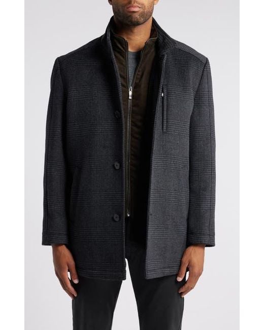 Johnston & Murphy Black Upton Car Coat With Removable Bib for men