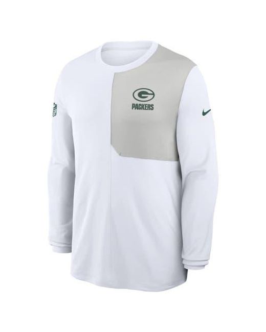 Nike White Bay Packers Sideline Coach Uv Performance Long Sleeve T-Shirt for men